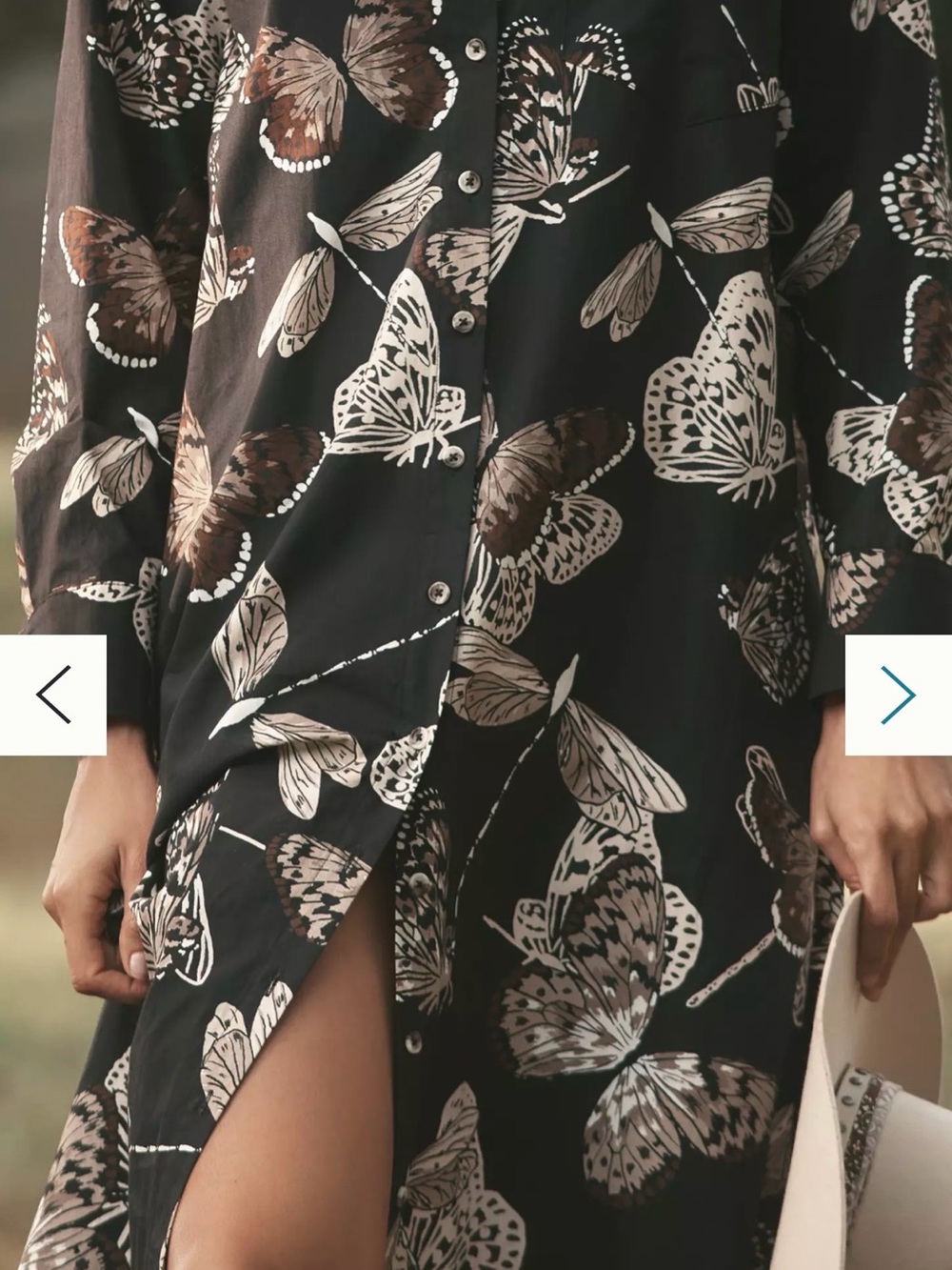 Anthropologie Maeve Soren Butterfly Shirt Dress NWT XSP Petite Navy Midi - Picture 7 of 11